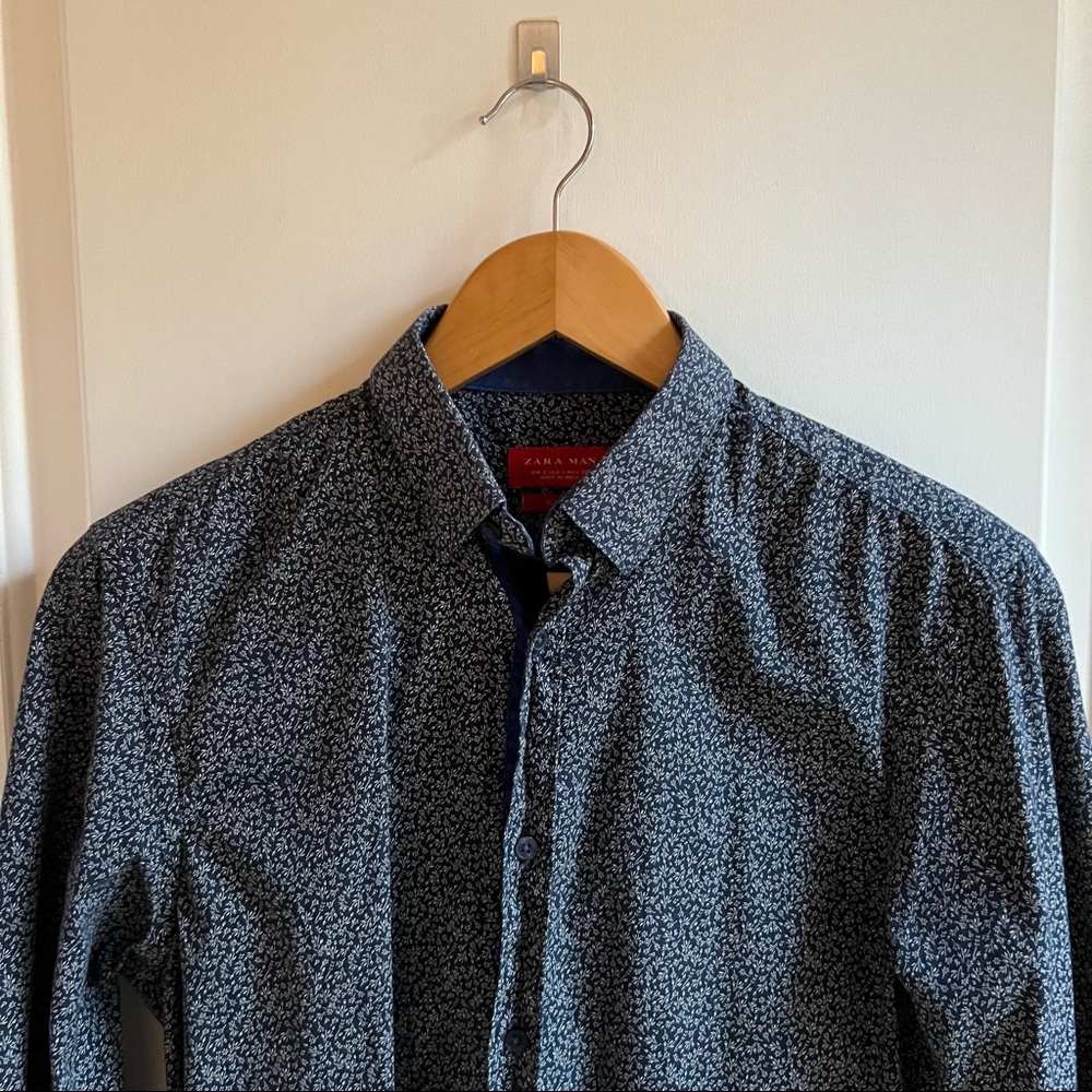 Zara Man Slim Fit Floral Button Down Shirt